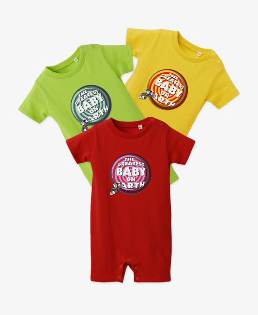 “The Greatest Baby on Earth” Baby Rompers